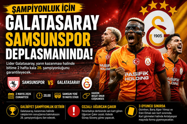 Galatasaray Şampiyonluk İçin Samsunspor Deplasmanında